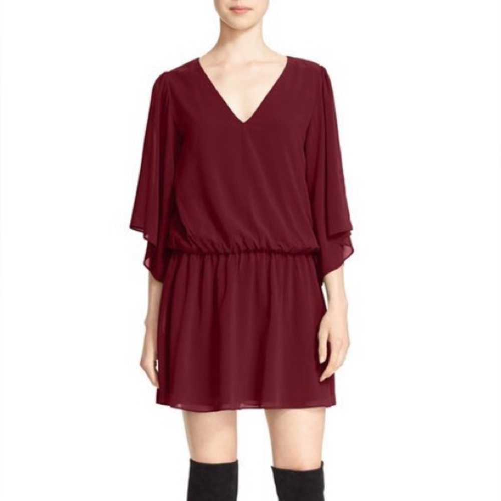 NWOT 💋 Alice + Olivia Lyla Chiffon Wide Sleeve Chiffon Mini Dress Sz XS / US 2